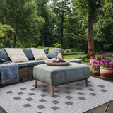 6' X 9' Grey Geometric Stain Resistant Non Skid Indoor Outdoor Area Rug