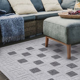 6' X 9' Grey Geometric Stain Resistant Non Skid Indoor Outdoor Area Rug