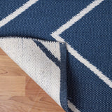 3' X 5' Navy Blue Waves Stain Resistant Indoor Outdoor Area Rug