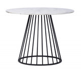 43" White And Black Rounded Manufactured Wood And Metal Dining Table