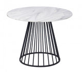 43" White And Black Rounded Manufactured Wood And Metal Dining Table