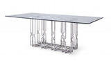 87" Clear And Chrome Rectangular Glass And Stainless Steel Dining Table