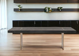 95" Dark Brown And Brass Rectangular Manufactured Wood And Metal Dining Table