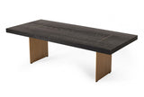 95" Dark Brown And Brass Rectangular Manufactured Wood And Metal Dining Table