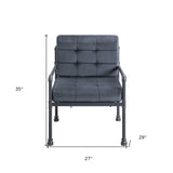 27" Gray Velvet And Steel Arm Chair