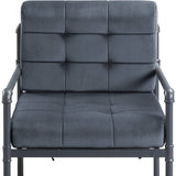 27" Gray Velvet And Steel Arm Chair