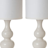 Set of Two 34" Off White Ceramic Gourd Table Lamp With Off White Drum Shade