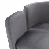 24" Grey Velvet Asymmetrical Base Arm Chair