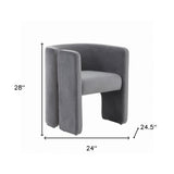24" Grey Velvet Asymmetrical Base Arm Chair