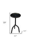 23" Black Iron Pedestal Round End Table