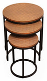 Set Of Three 19" Black And Copper Round Nested Tables