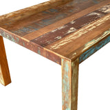 72" Brown and Patina Distressed Solid Wood Rectangular Dining Table