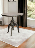 36" Silver Gunmetal Industrial Gear Adjustable Height Round Dining Table