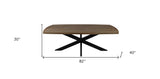 82" Gray Beige And Black Solid Wood And Iron Dining Table
