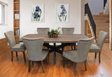 82" Gray Beige And Black Solid Wood And Iron Dining Table