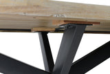 82" Gray Beige And Black Solid Wood And Iron Dining Table