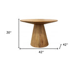 42" Natural Rounded Solid Wood Pedestal Dining Table