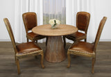 42" Natural Rounded Solid Wood Pedestal Dining Table