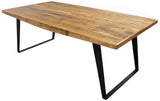 63" Natural And Black Rectangular Solid Wood And Iron Dining Table