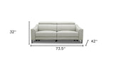 74" Gray And Black Leather Reclining Sofa