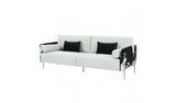 89" White Faux Cowhide and Silver Sofa