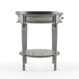 26" Gray Manufactured Wood Round End Table With Drawer And Shelf