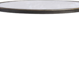 23" Black Mirrored Oval Mirrored End Table With Shelf