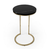 28" Black Marble Round End Table