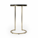 28" Black Marble Round End Table