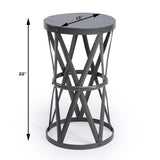 22" Gray Iron Hourglass Base Round Top End Table