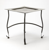 16" Black And Silver Textured Aluminum Square End Table