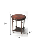 27" Dark Brown Manufactured Wood Round End Table With Shelf