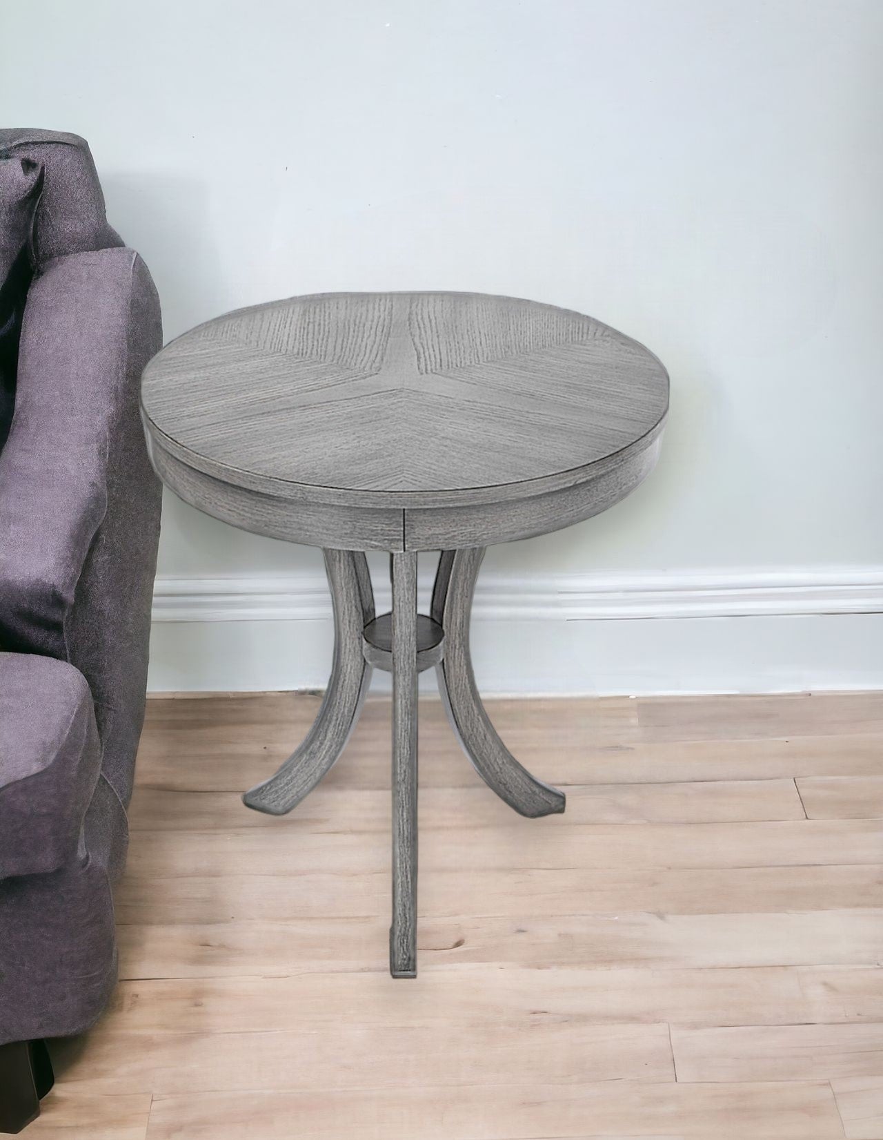 26" Gray Manufactured Wood Round End Table