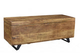 46" Honey And Black Solid Wood Entryway Bench with Flip Top