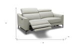 60" Gray And Black Top Grain Leather Power Reclining Love Seat