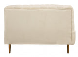 90" Ivory Channeled Velvet and Gold Sofa