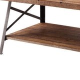 48" Sandy Black And Weathered Oak Rectangular Coffee Table With Shelf