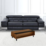 47" Walnut And Black Rectangular Lift Top Coffee Table With Shelf