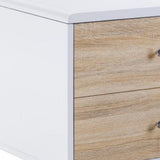 47" White and Natural Coffee Table With Four Drawers