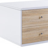 47" White and Natural Coffee Table With Four Drawers