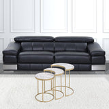 24" Gold And Faux Marble Paper Veneer And Metal Round Nested Coffee Tables