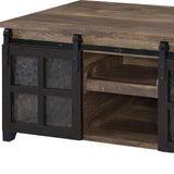 47" Black And Rustic Oak Manufactured Wood Rectangular Coffee Table With Shelf