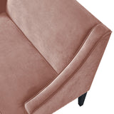 45" Blush And Brown Upholstered Velvet Bench