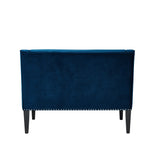 45" Navy Blue And Brown Upholstered Velvet Bench