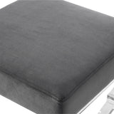48" Gray And Clear Upholstered Velvet Bench