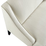 45" Cream And Black Upholstered Linen Bench
