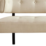 48" Beige and Dark Brown Upholstered Linen Bench