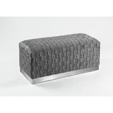 40" Gray And Silver Upholstered Velvet Bench