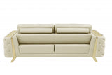 90" Beige And Silver Italian Leather Sofa