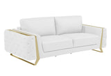 90" White And Silver Italian Leather Sofa